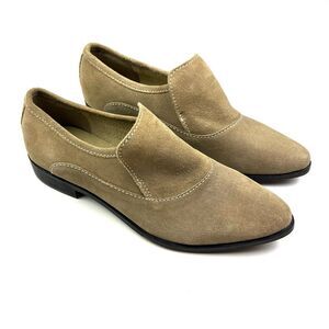Free People Brady Almond Toe Beige Suede Slip-On Loafers size 9.5